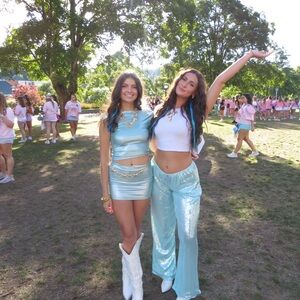 Stylish Blue Mini Skirt and Top